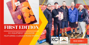 The KC Equipment team meeting with the owners of Cudgen Road Farms. Presenting the first KC Equipment Magazine Edition where Cudgen Road Farms is featured.