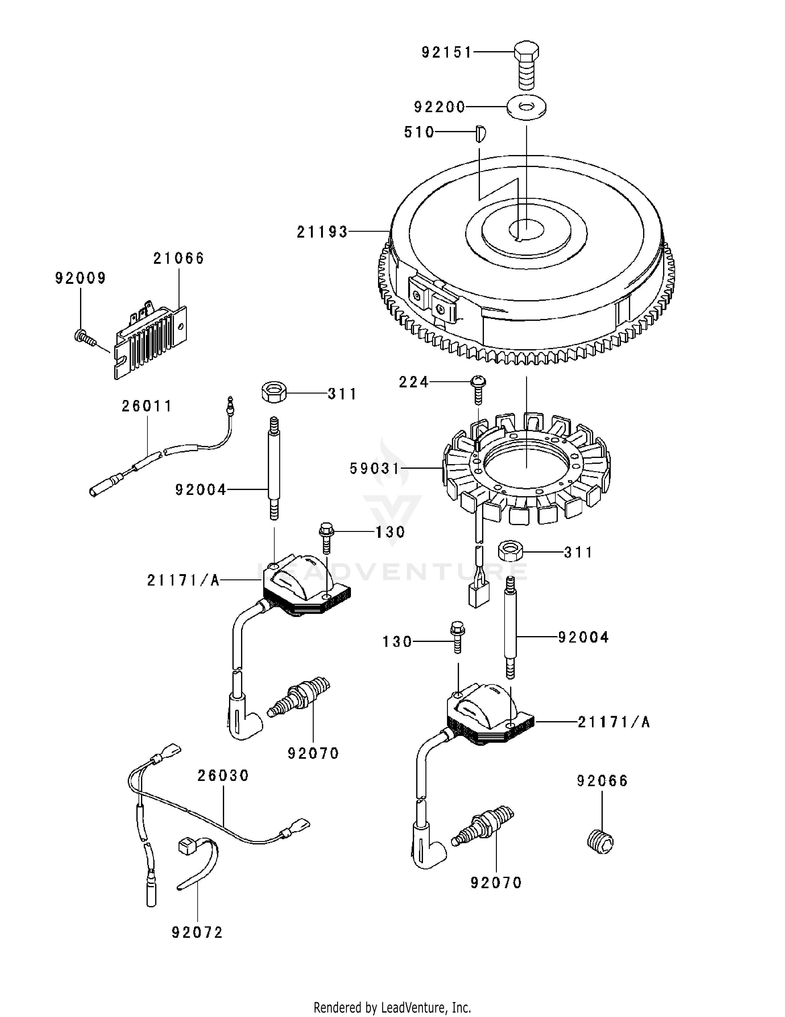 M60-KW (53CB5D8X630) (Tank) 25 HP Kawasaki V-Twin OHV