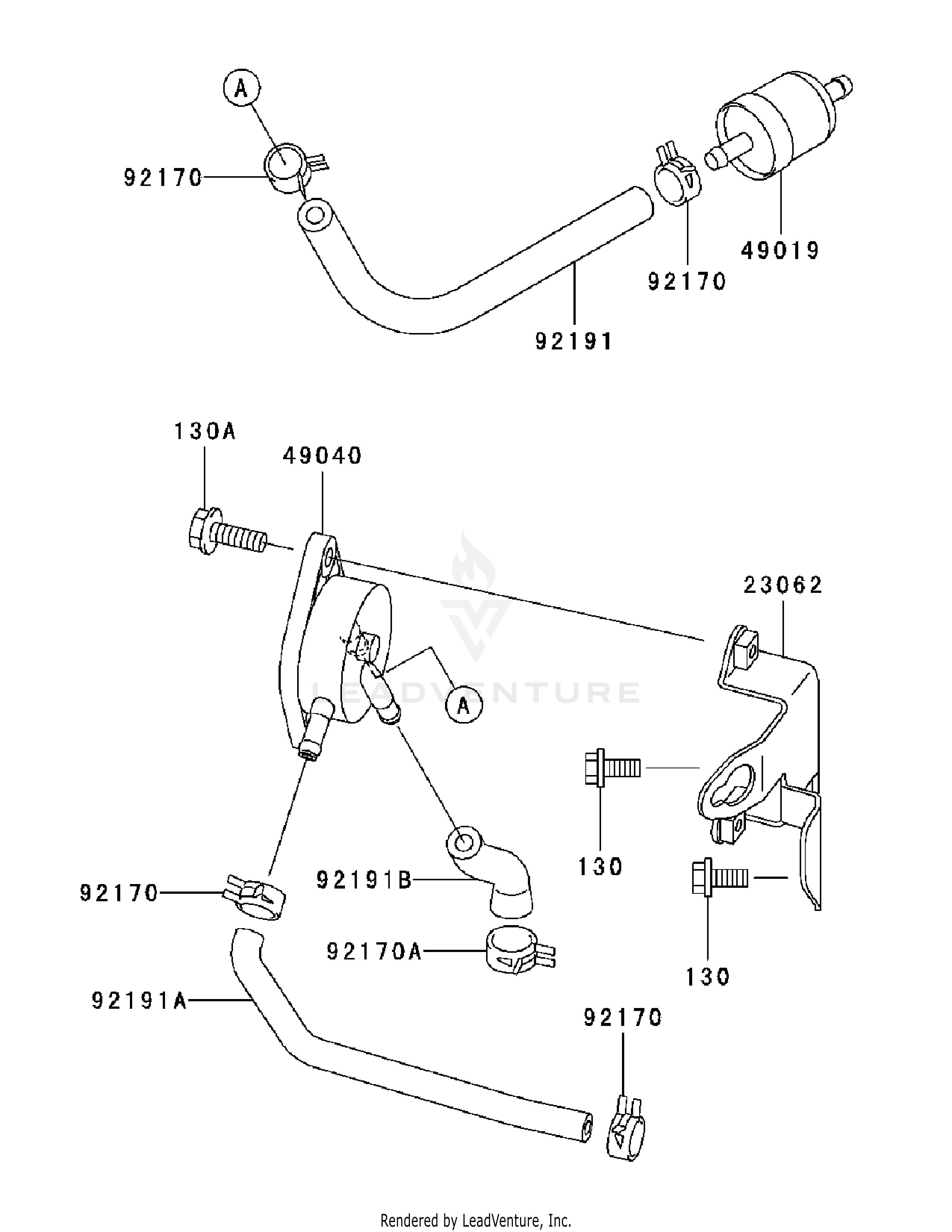M60-KW (53CB5D8X630) (Tank) 25 HP Kawasaki V-Twin OHV