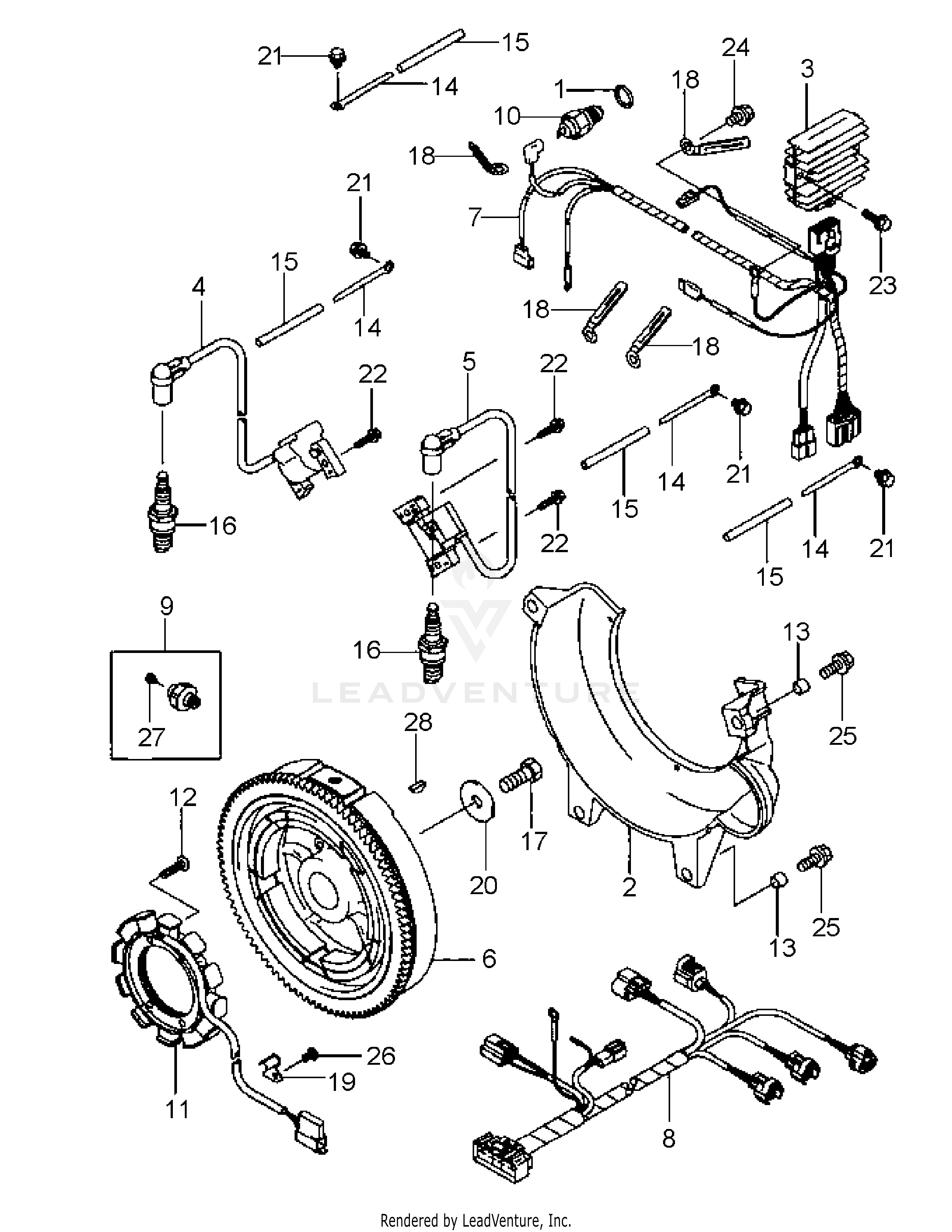 M72-KW LC (53AB5GFZ750) (53AB5GFZ750) (Tank) 29HP Kawasaki DFI V-Twin OHV L.C.